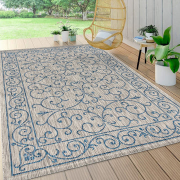 Charleston Vintage Filigree Textured Weave Indoor/outdoor Area Rug